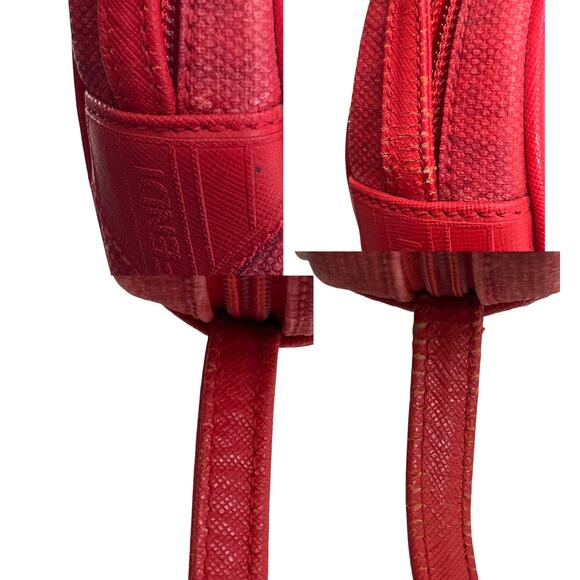 Vintage Fendi Red FF Canvas Crossbody Bag Leather Trim Authentic Made In Italy - Picture 11 of 14